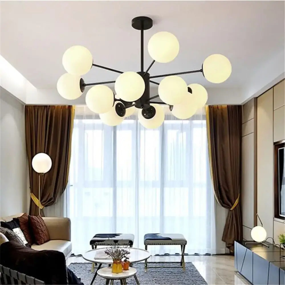 Modern geometric magic bean lighting – smoke & amber dining room globe