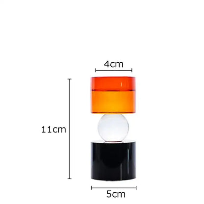 Modern geometric orange & black crystal candle holders dining room
