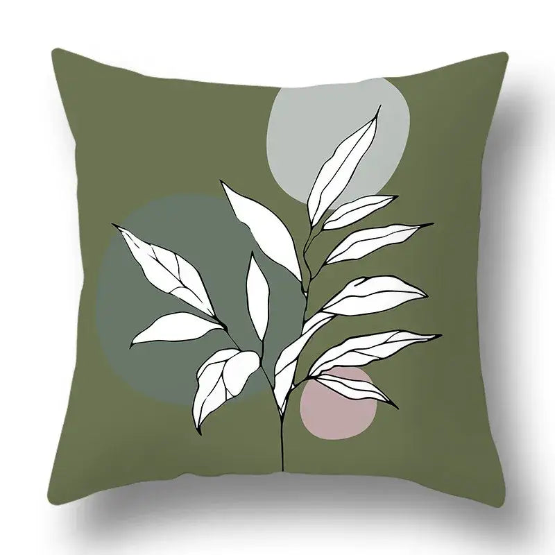 Modern geometric print green plants pillow cover 12 pack living room
