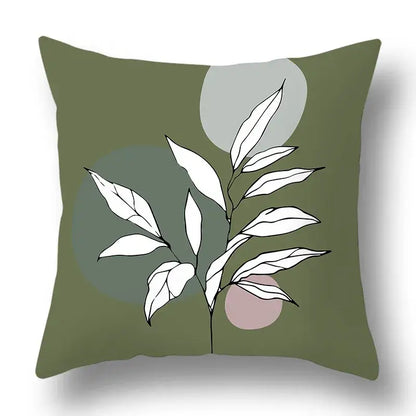 Modern geometric print green plants pillow cover 12 pack living room