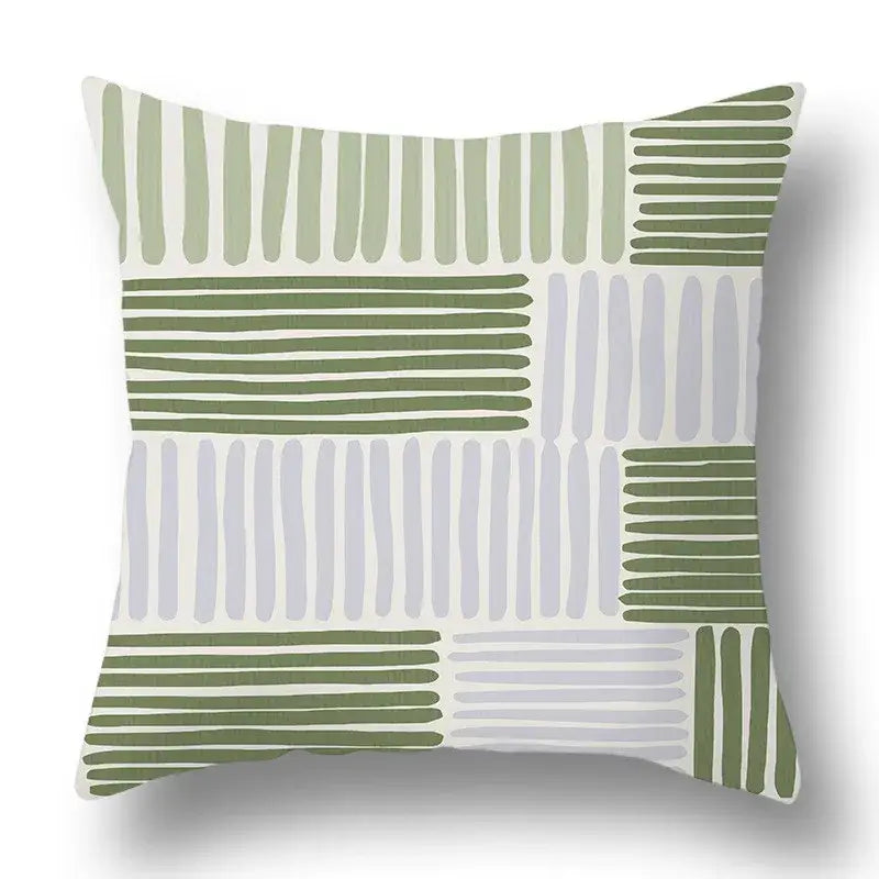 Modern geometric print green plants pillow cover 12 pack living room