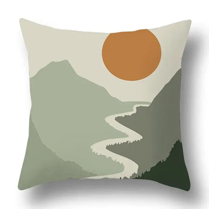 Modern geometric print green plants pillow cover 12 pack living room