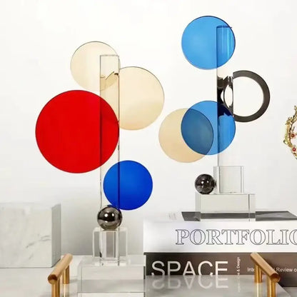 Modern geometric ring acrylic sculpture living room home decor