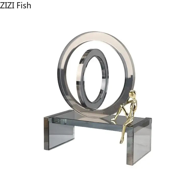 Modern geometric ring chair gold & chrome statue living room decor