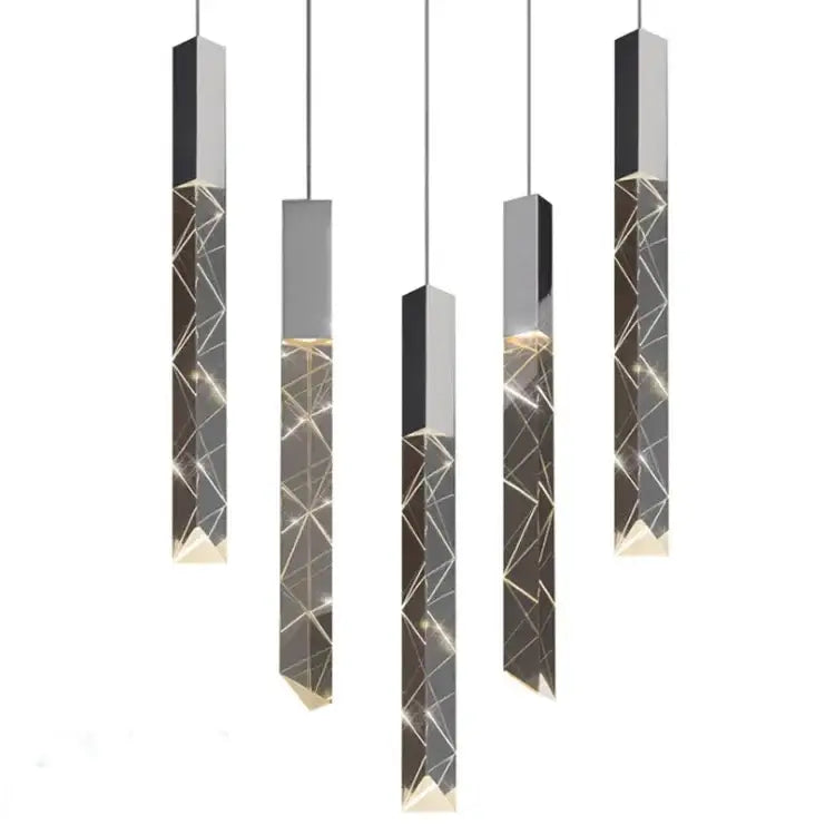 Modern geometric silver crystal glass led pendant light dining room