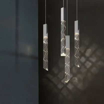 Modern geometric silver crystal glass led pendant light dining room