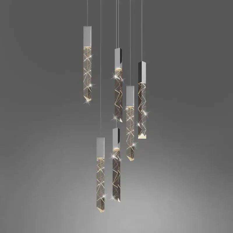 Modern geometric silver crystal glass led pendant light dining room