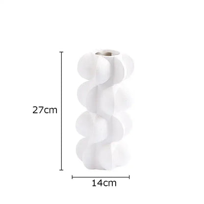 Modern geometric spiral black & white resin vase living room decor