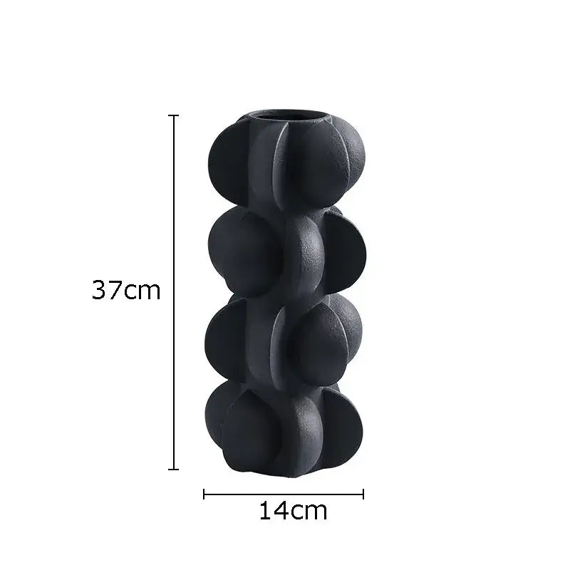 Modern geometric spiral black & white resin vase living room decor