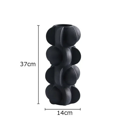 Modern geometric spiral black & white resin vase living room decor