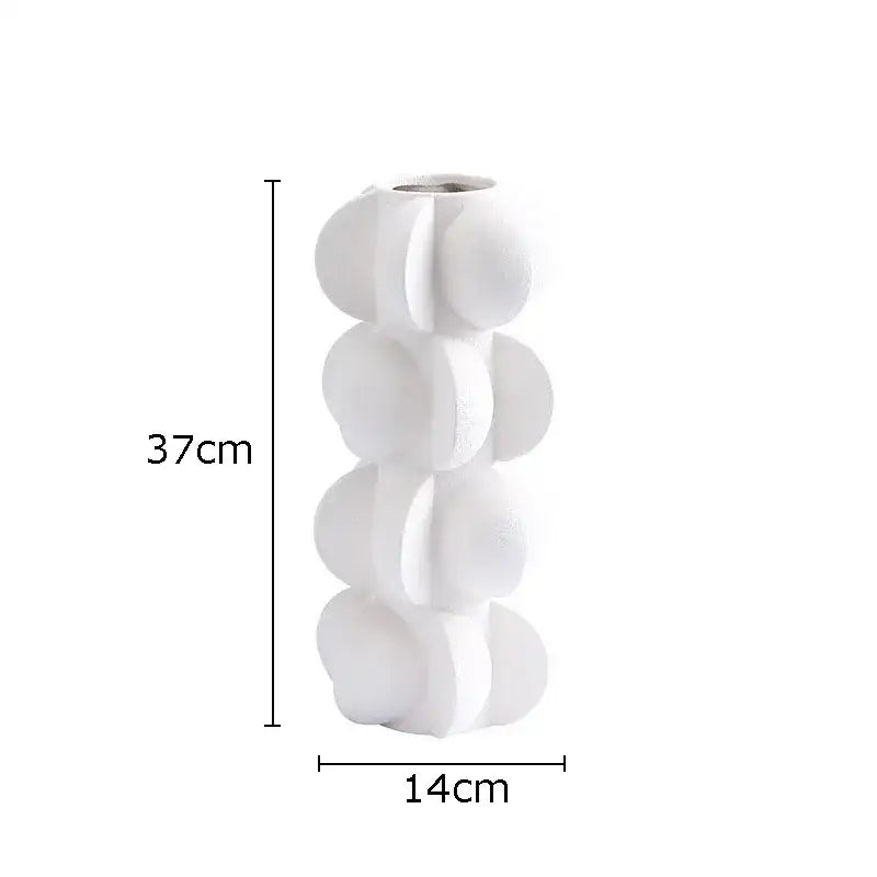 Modern geometric spiral black & white resin vase living room decor