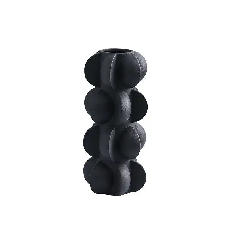 Modern geometric spiral black & white resin vase living room decor