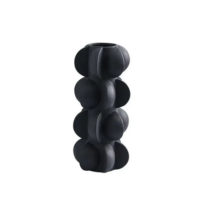 Modern geometric spiral black & white resin vase living room decor