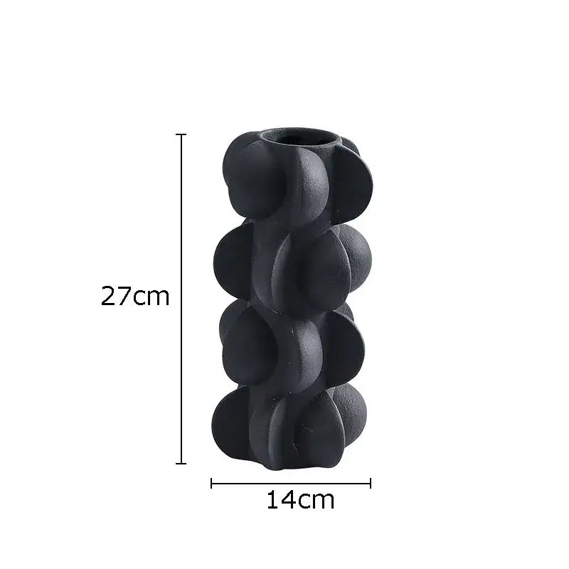 Modern geometric spiral black & white resin vase living room decor