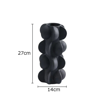 Modern geometric spiral black & white resin vase living room decor