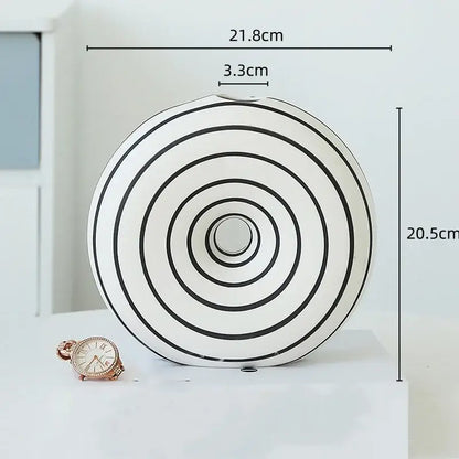 Modern geometric stripes ceramic vase living room decor white & black