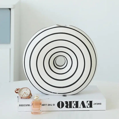 Modern geometric stripes ceramic vase living room decor white & black