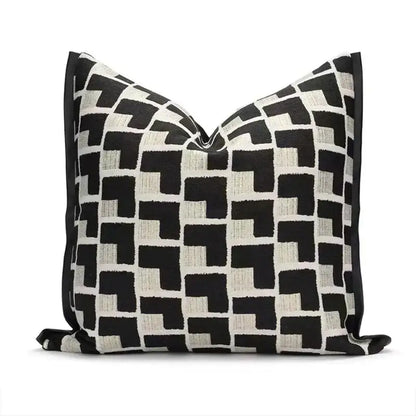 Modern geometric texture black & off-white cushion cover living room