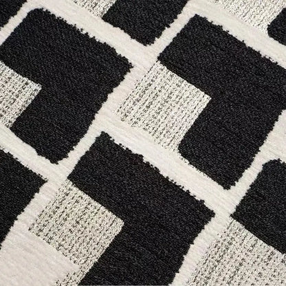Modern geometric texture black & off-white cushion cover living room