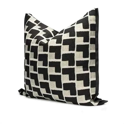 Modern geometric texture black & off-white cushion cover living room