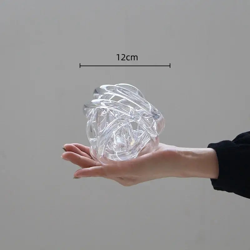 Modern geometric transparent glass coil wound ball living room decor