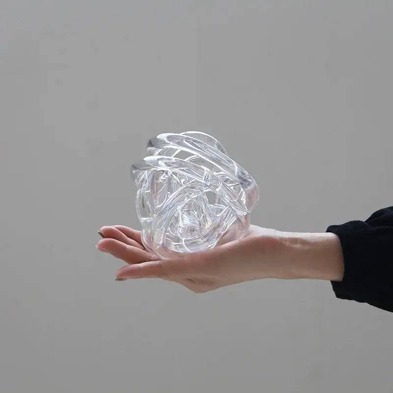 Modern geometric transparent glass coil wound ball living room decor