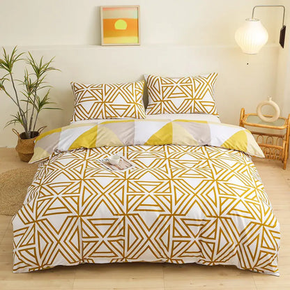 Modern geometric triangle block print bedding set bedroom duvet cover