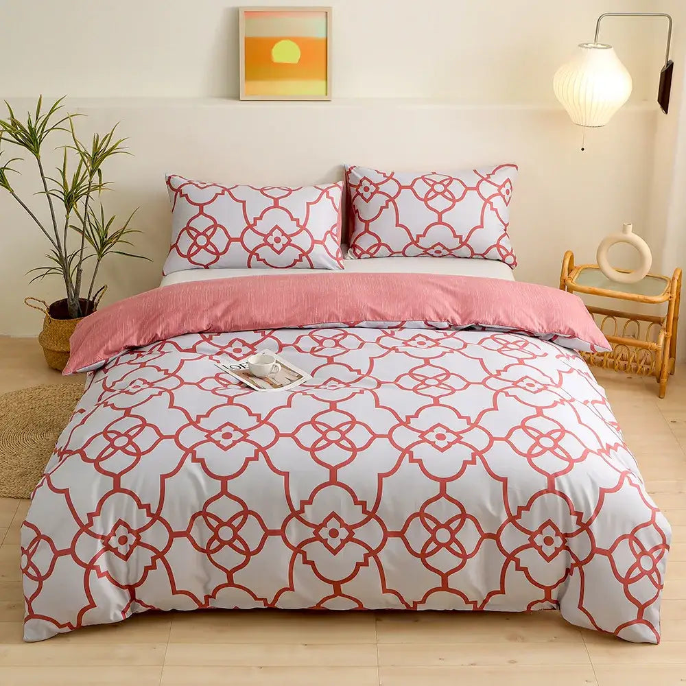 Modern geometric triangle block print bedding set bedroom duvet cover