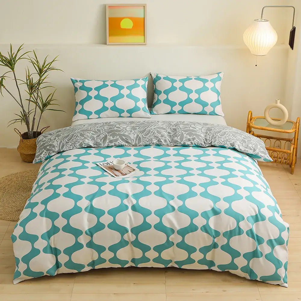 Modern geometric triangle block print bedding set bedroom duvet cover