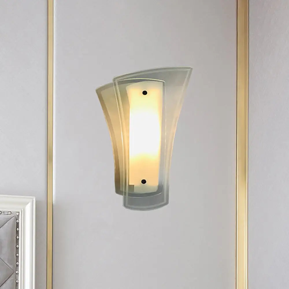 DecorBites™ Modern Geometric Wall Sconce - Clear Glass 1-Light Living Room Lamp
