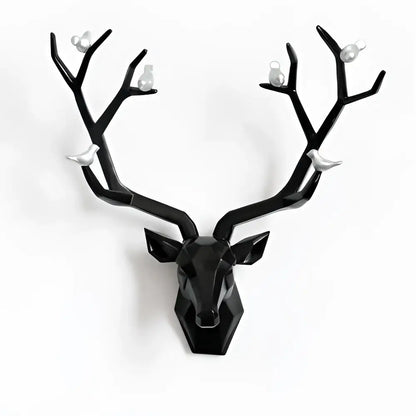 Modern geometric white and gold deer head wall decor living room
