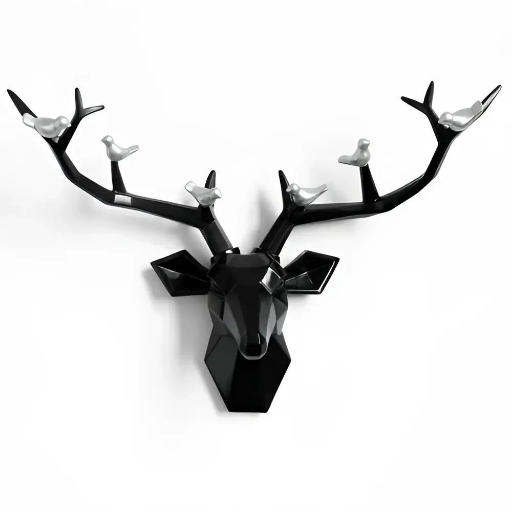 Modern geometric white and gold deer head wall decor living room