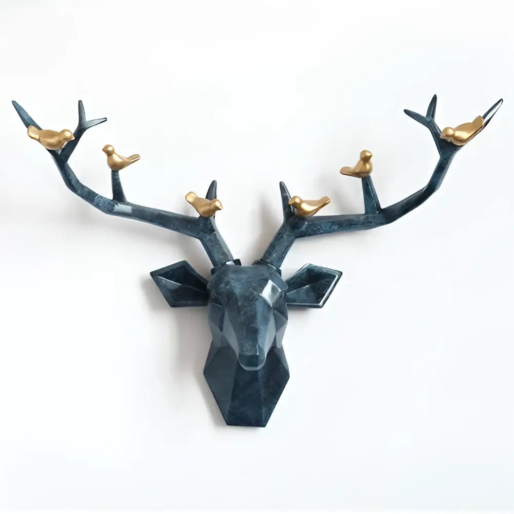 Modern geometric white and gold deer head wall decor living room