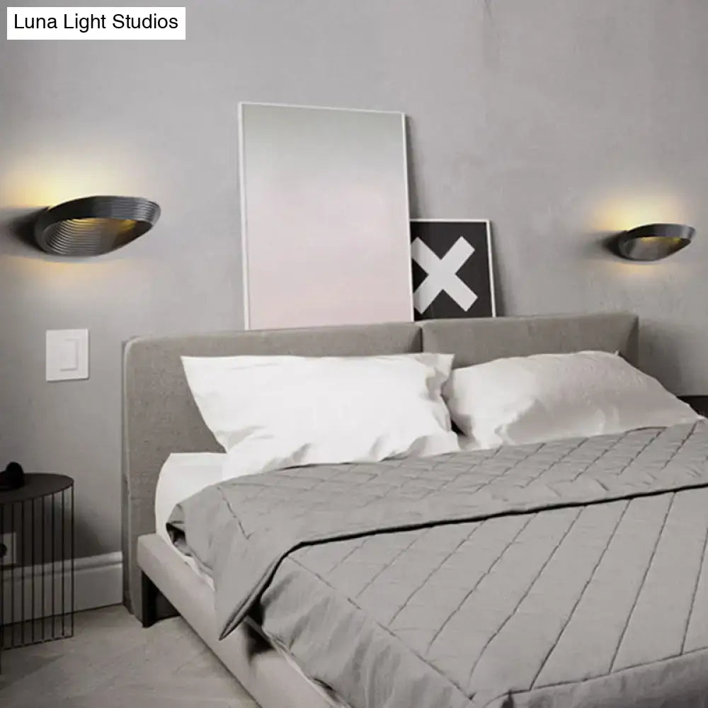 Modern geometric white & black wall light bedroom warm white light