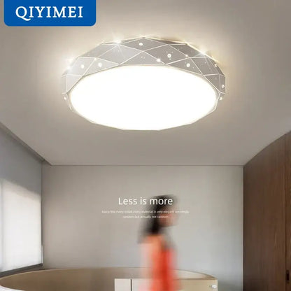 Modern geometric white dimmable iron chandelier lights bedroom
