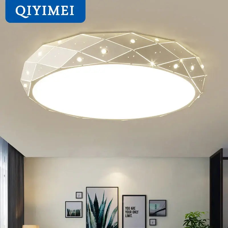 Modern geometric white dimmable iron chandelier lights bedroom