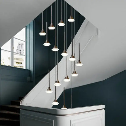 Modern geometric white glass deluxe villa chandelier living room