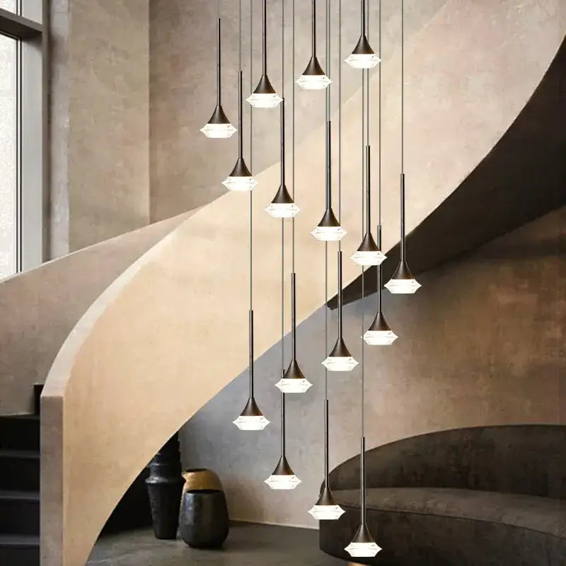 Modern geometric white glass deluxe villa chandelier living room
