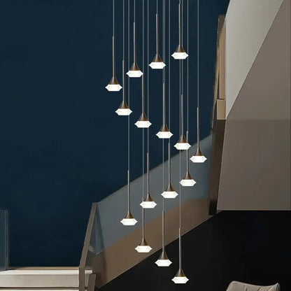 Modern geometric white glass deluxe villa chandelier living room