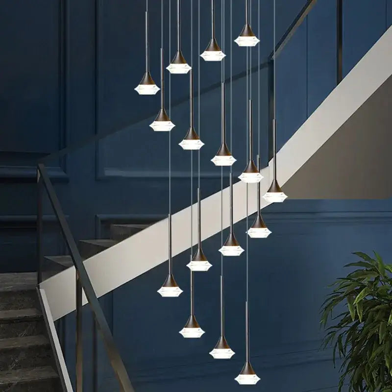 Modern geometric white glass deluxe villa chandelier living room