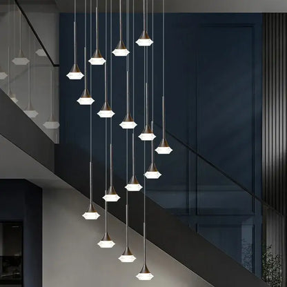 Modern geometric white glass deluxe villa chandelier living room