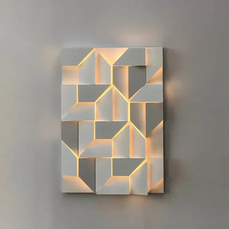 Modern geometric white grand sconce lamp bedroom wall light