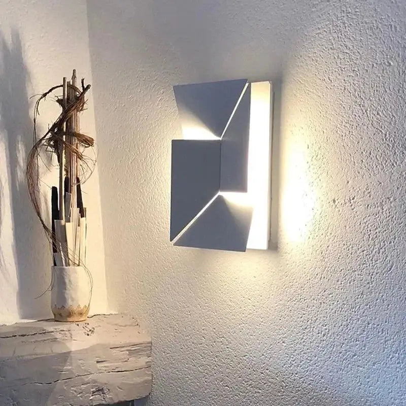 Modern geometric white grand sconce lamp bedroom wall light