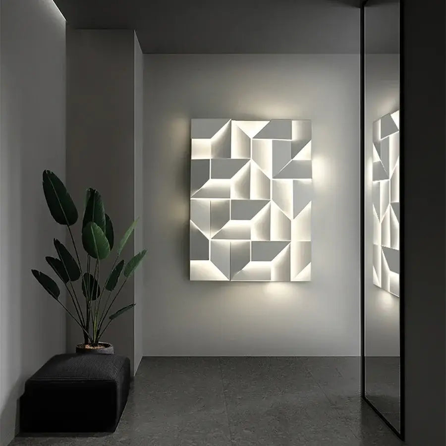 Modern geometric white grand sconce lamp bedroom wall light