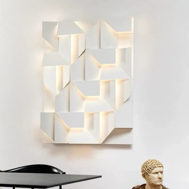 Modern geometric white grand sconce lamp bedroom wall light