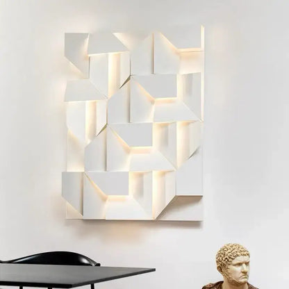 Modern geometric white grand sconce lamp bedroom wall light