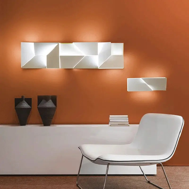 Modern geometric white grand sconce lamp bedroom wall light