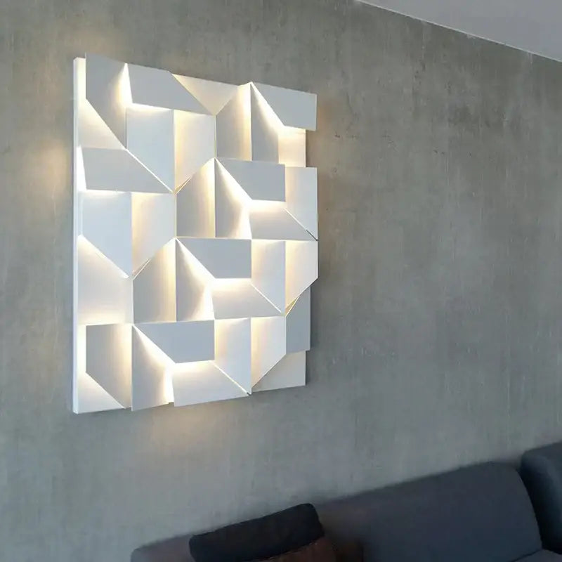 Modern geometric white grand sconce lamp bedroom wall light