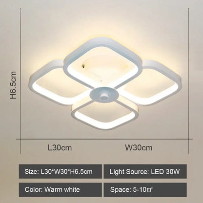Modern geometric white led ceiling light for living room