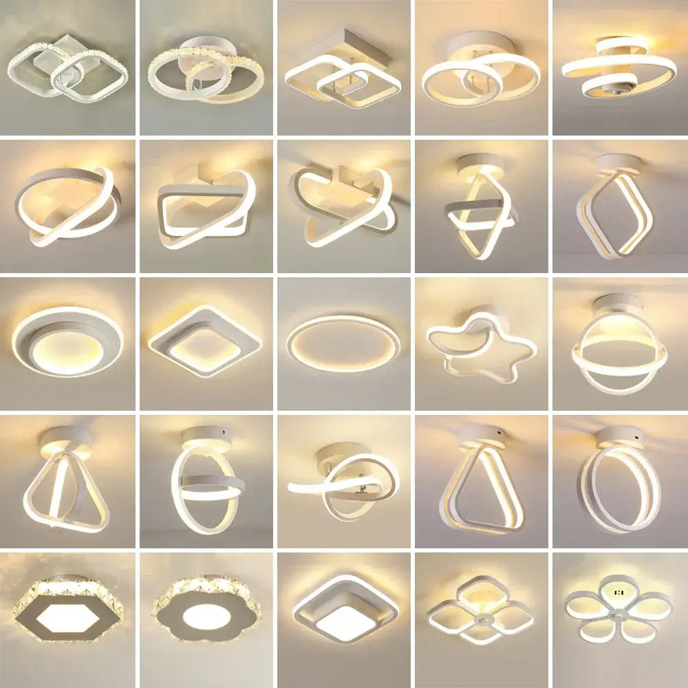 Modern geometric white led ceiling light for living room